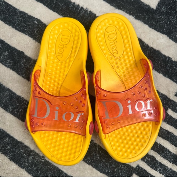 Dior Shoes - Dior Yellow and Orange Slide Sandals